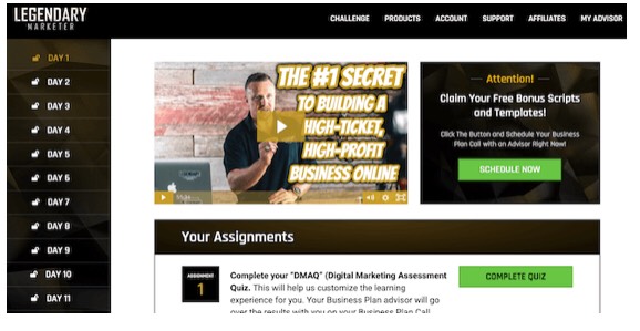 This is the famous 15 days business challenge inside the legendary marketer platform