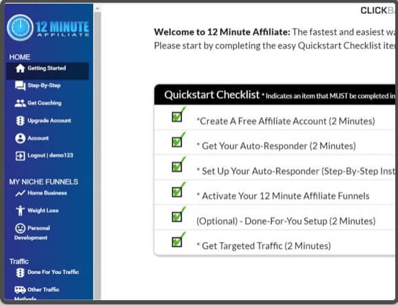 Is 12 Minute Affiliate Legit - The 12 minute affiliate dashboard