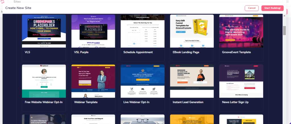 Groovefunnel landing pages