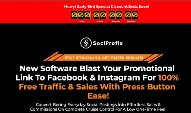 this image shows the headline on the socioprofix software sales page 