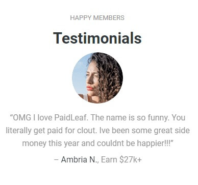 Image showing a testimonial from a woman named Ambria N