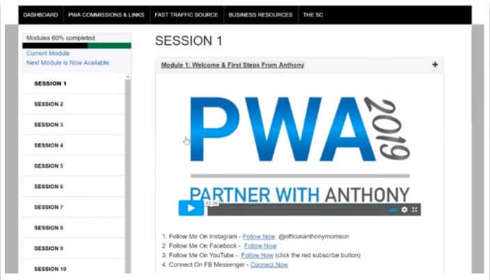 Image showing the Partner with Anthony dashboard