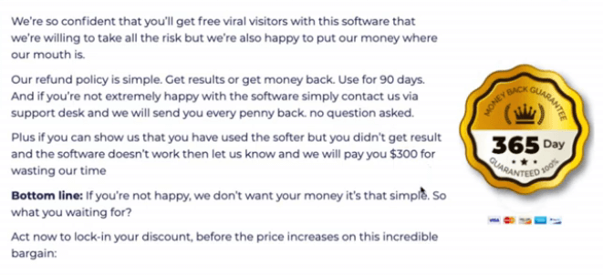 This image shows The Proven Sales page first mentioned 90 days guarantee, and then 365 days. So, which one should we consider. it's confusing