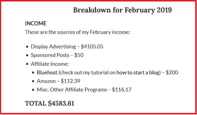 Image showing an income report of February 2019 ffom Elena Peter 