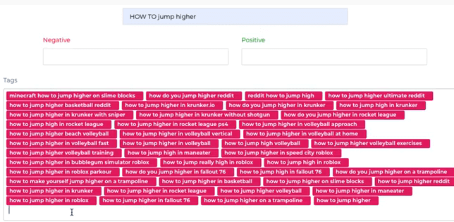 Image showing a list of keywords related to the original keyword phrase "how to jump higher"