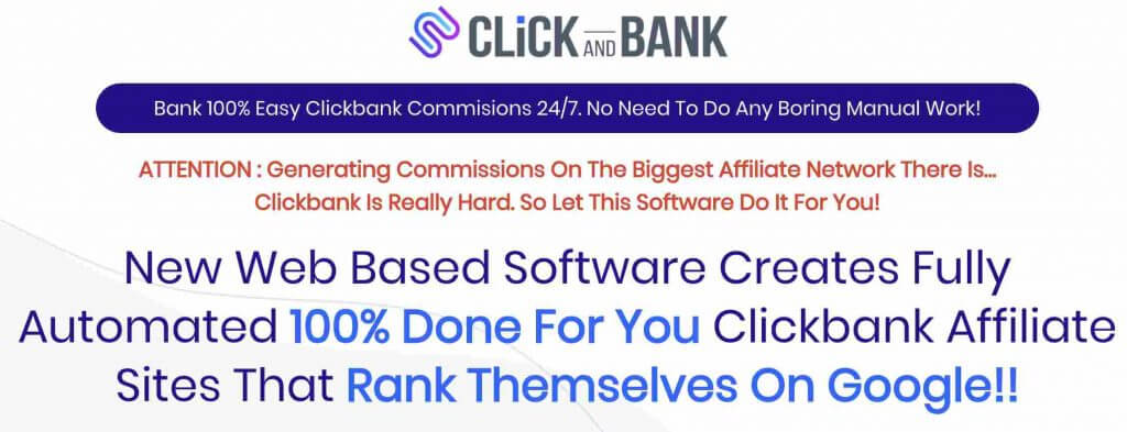 Image showing the sales page headline of click and bank