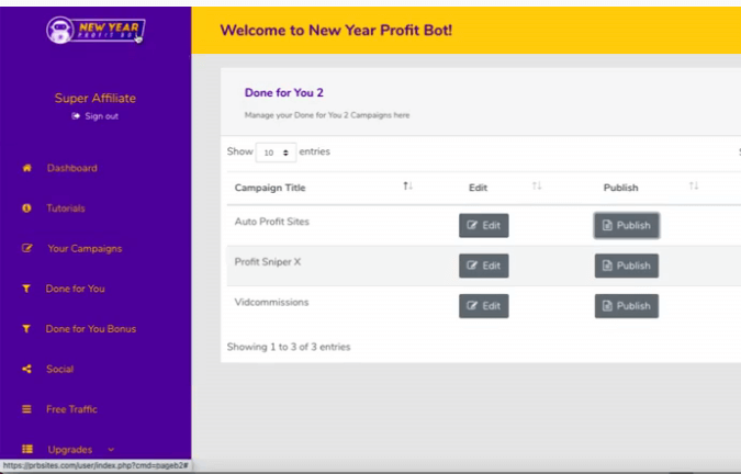 New Year Profit Bot Review - Interface