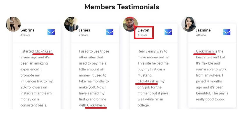 What is Earnbucks - others fake testimonials coming from the Click4Kash website with the same people that gave testimonials in the earnbucks website